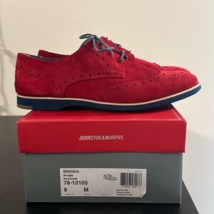 Johnston & Murphy Red Wingtips with Suede Finish